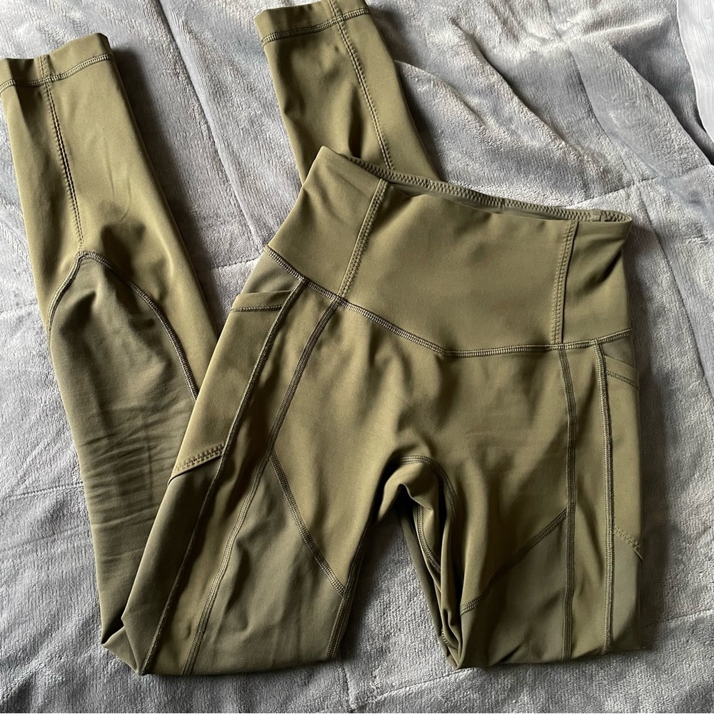 Lululemon All The Right Places Olive Green 28” Leggings Size XS 2